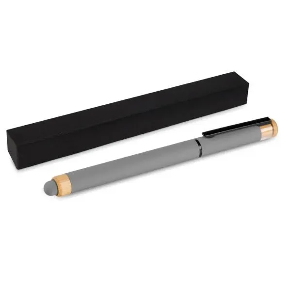 Caneta Roller Em Alumínio Reciclado /  Bambu - Cinza (SM-CR-92002) personalizado | D.JOB