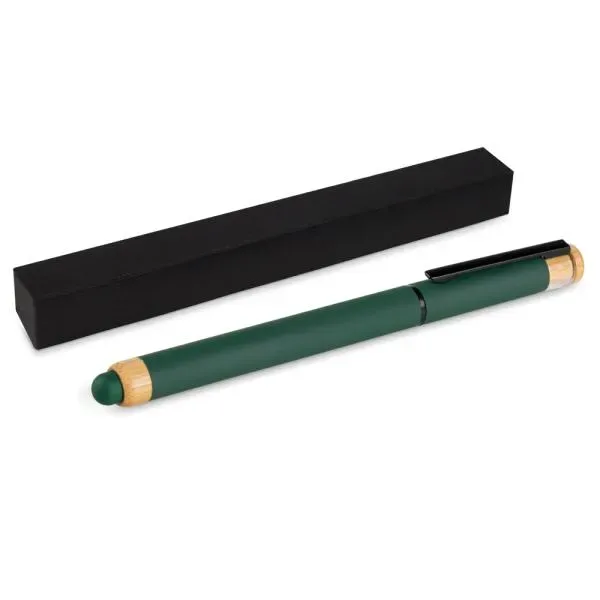 Caneta Roller Em Alumínio Reciclado /  Bambu - Verde (SM-CR-92005) personalizado | D.JOB
