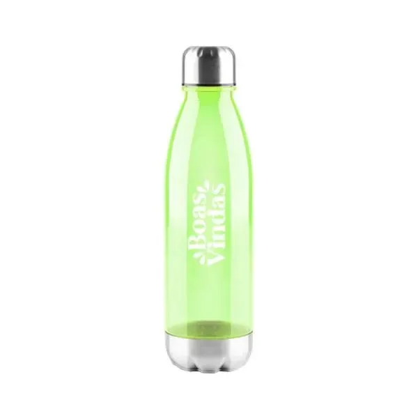 Garrafa Plástica Com Tampa E Base Em Inox - Verde (SM-IP-01755) personalizado | D.JOB