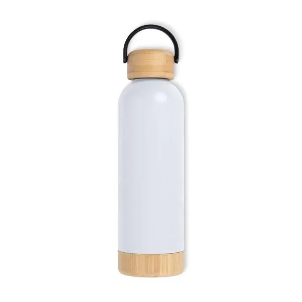 Garrafa Parede Dupla Com Detalhes Em Bambu - Branca - 500 Ml (SM-IS-01540) — foto 4 | D.JOB