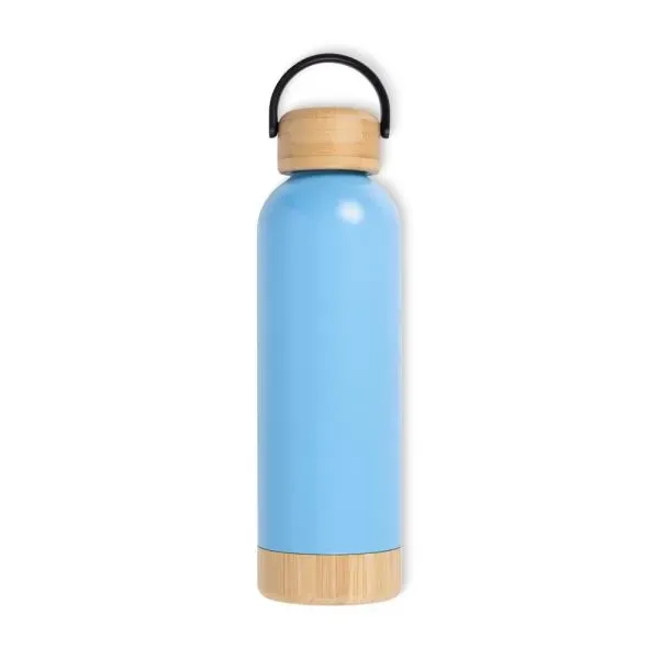 Garrafa Parede Dupla Com Detalhes Em Bambu - Azul - 500 Ml (SM-IS-01543) — foto 4 | D.JOB