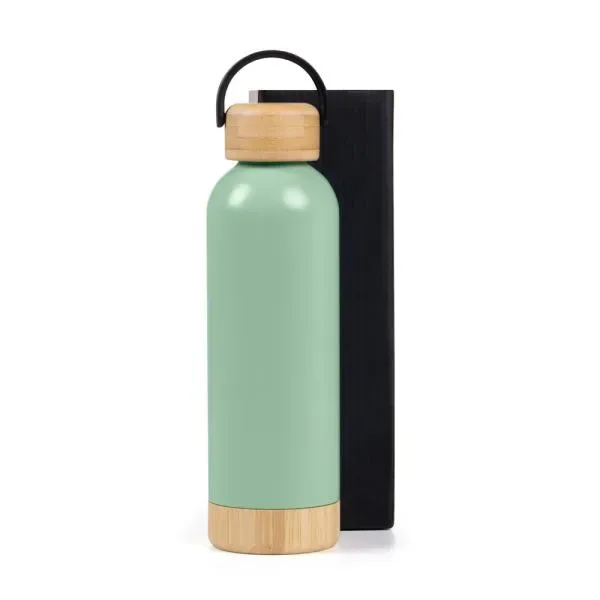 Garrafa Parede Dupla Com Detalhes Em Bambu - Verde - 500 Ml (SM-IS-01545) — foto 2 | D.JOB