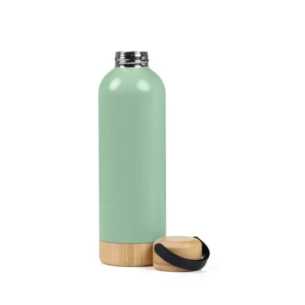 Garrafa Parede Dupla Com Detalhes Em Bambu - Verde - 500 Ml (SM-IS-01545) — foto 3 | D.JOB