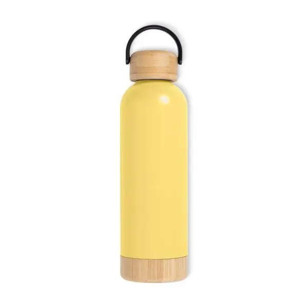 Garrafa Parede Dupla Com Detalhes Em Bambu - Amarela - 500 Ml (SM-IS-01546) — foto 4 | D.JOB