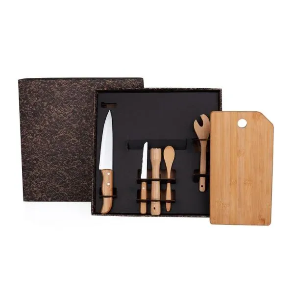 Kit Para Bar Em Bambu / Madeira Mônaco - 6 Pçs (SM-KB-00563) personalizado | D.JOB