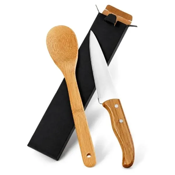 Conj. De Faca 7" E Colher Em Bambu Special Line - 2 Pçs (SM-KF-90703) personalizado | D.JOB