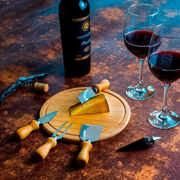 Kit Queijo E Vinho Com Espaço Para Garrafa - 9 Pçs (SM-KT-90007) — foto 4 | D.JOB