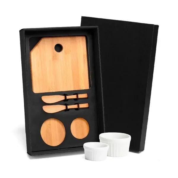 Kit Para Petisco Com Tábua, Espátulas E Ramekins - 5 Pçs (SM-KT-90120) personalizado | D.JOB