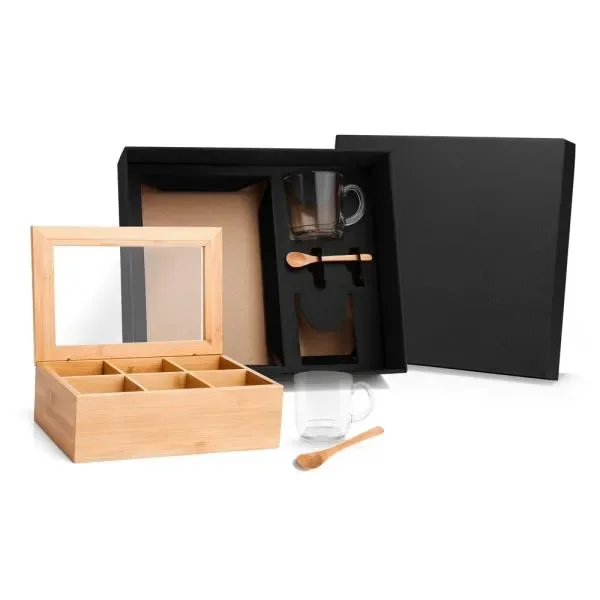Kit Para Chá Com Caixa Em Bambu E Colheres - 5 Pçs (SM-KT-90141) personalizado | D.JOB