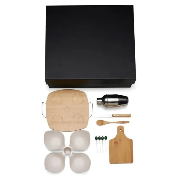 Kit Para Caipirinha Com Petisqueira Em Bambu / Madeira - 15 Pçs (SM-KT-9016C) — foto 2 | D.JOB