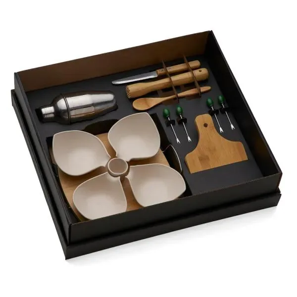 Kit Para Caipirinha Com Petisqueira Em Bambu / Madeira - 15 Pçs (SM-KT-9016C) — foto 4 | D.JOB