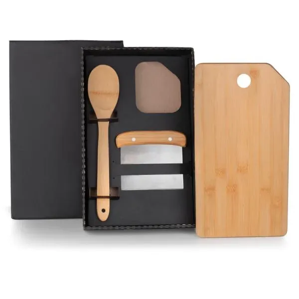 Kit Para Cozinha Em Bambu / Inox Com Espátula Multiuso - 3 Pçs (SM-KT-90180) personalizado | D.JOB