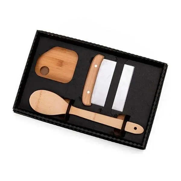 Kit Para Cozinha Em Bambu / Inox Com Espátula Multiuso - 3 Pçs (SM-KT-90180) — foto 4 | D.JOB