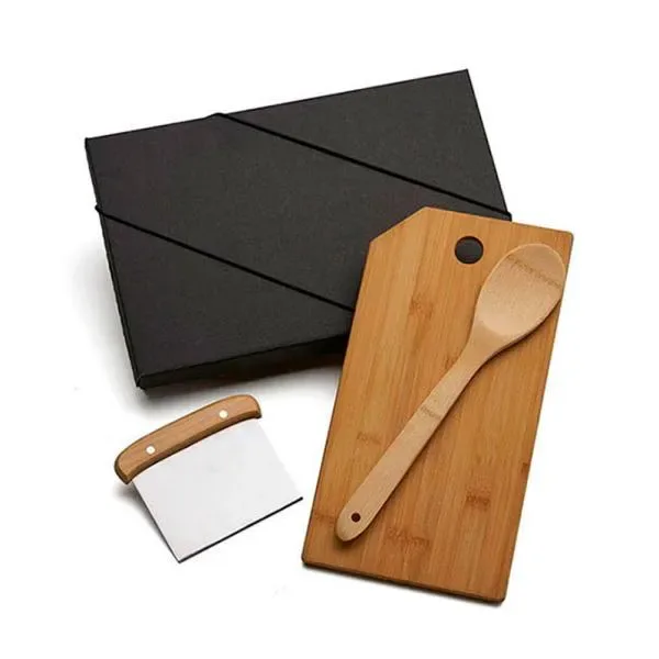 Kit Para Cozinha Em Bambu / Inox Com Espátula Multiuso - 3 Pçs (SM-KT-90180) — foto 5 | D.JOB