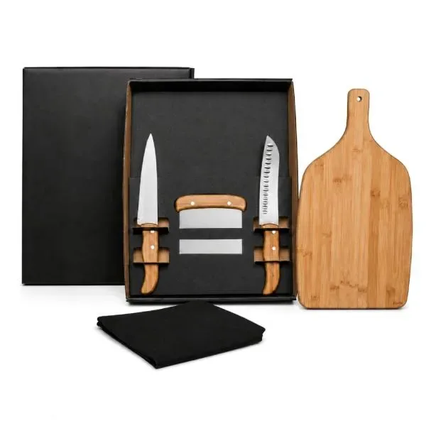 Kit Para Cozinha Em Bambu / Inox Com Espátula Multiuso - 4 Pçs (SM-KT-90182) personalizado | D.JOB