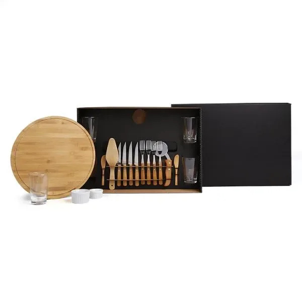 Kit Pizza Em Bambu Com Copos - 19 Pçs (SM-KT-9019X) — foto 2 | D.JOB