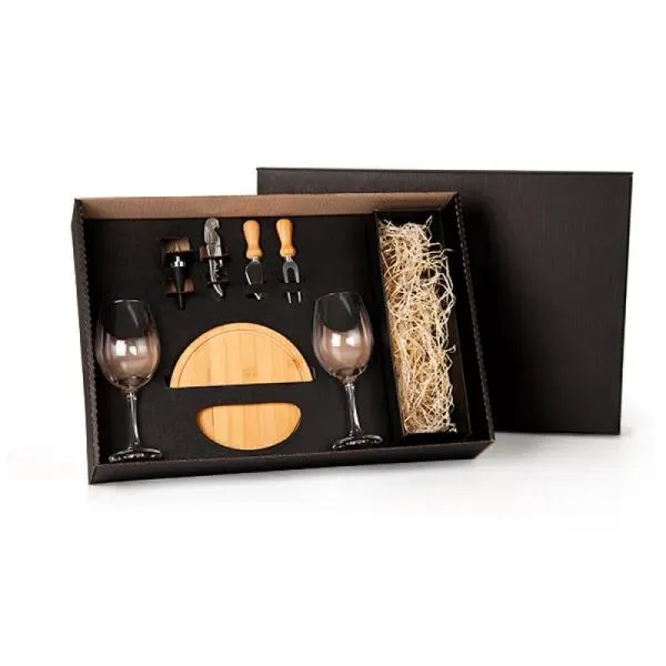 Kit Queijo E Vinho Com Espaço Para Garrafa - 7 Pçs - Não Acompanha Garrafa (SM-KT-90208) personalizado | D.JOB