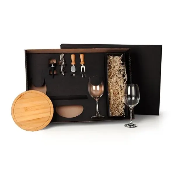 Kit Queijo E Vinho Com Espaço Para Garrafa - 7 Pçs - Não Acompanha Garrafa (SM-KT-90208) — foto 2 | D.JOB