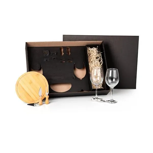 Kit Queijo E Vinho Com Espaço Para Garrafa - 7 Pçs - Não Acompanha Garrafa (SM-KT-90208) — foto 3 | D.JOB