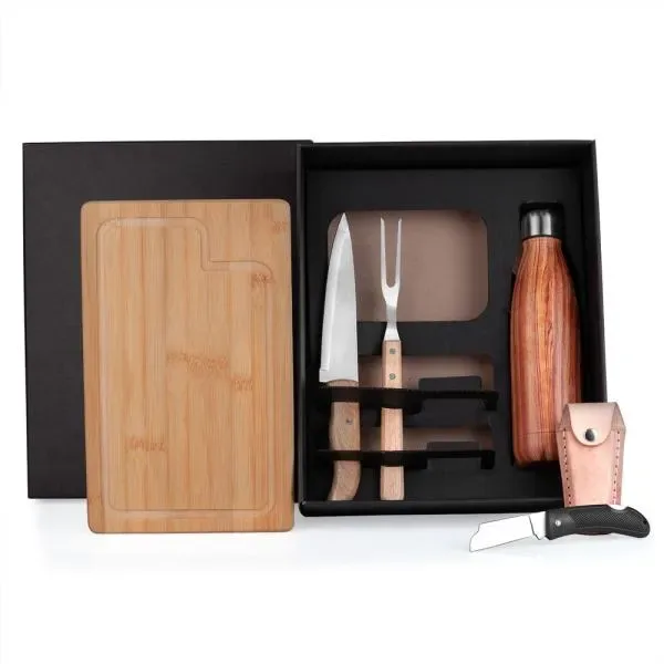 Kit Churrasco Com Garrafa, Canivete E Bainha - 6 Pçs (SM-KT-9025I) personalizado | D.JOB