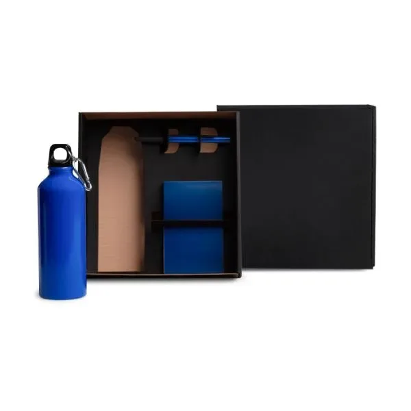 Kit Com Squeeze, Caneta E Bloco Para Anotações - Azul - 3 Pçs (SM-KT-90351) personalizado | D.JOB