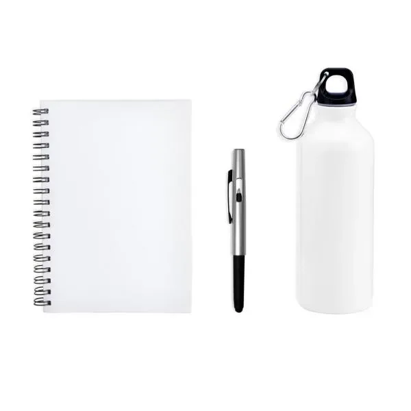 Kit Com Squeeze, Caneta E Caderno - Branco - 3 Pçs (SM-KT-90353) — foto 2 | D.JOB