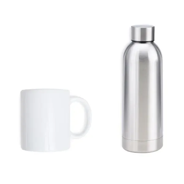 Kit Garrafa E Caneca - Prata/Branco 2 Pçs (SM-KT-90362) — foto 2 | D.JOB