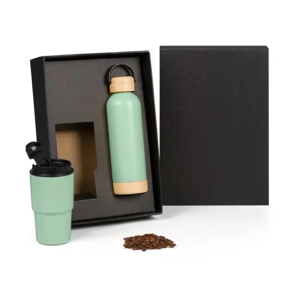 Kit Garrafa Parede Dupla E Copo Térmico - Verde - 2 Pçs (SM-KT-90611) personalizado | D.JOB