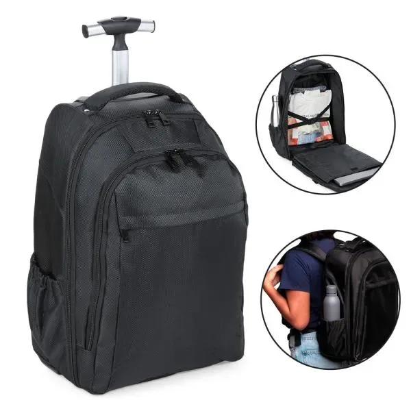 Mochila Em Polyester 600D Com Rodinha - 35L - Preta (SM-MA-00331) personalizado | D.JOB