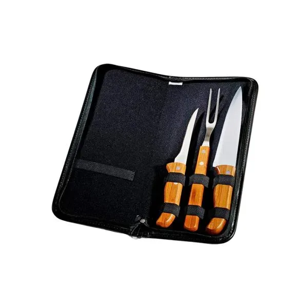 Conj.De Facas Bambu / Madeira / Inox Com Estojo Frankfurt- 4 Pçs (SM-PB-00103) personalizado | D.JOB