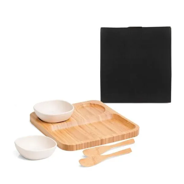 Conj. Para Petiscos E Patês Em Bambu/Fibra De Bambu-5 Pçs (SM-PD-00573) personalizado | D.JOB