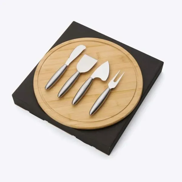 Conjunto Para Queijo Em Bambu / Inox - 5 Pçs (SM-PD-11093) personalizado | D.JOB