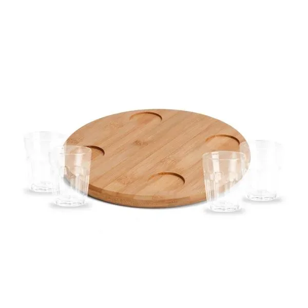 Conj. Em Bambu Com 4 Copos Para Dose - 5 Pçs (SM-PD-15243) personalizado | D.JOB
