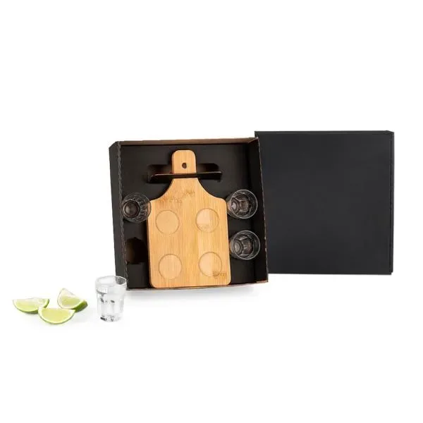 Conj. Em Bambu Com 4 Copos Para Dose - 5 Pçs (SM-PD-26243) personalizado | D.JOB