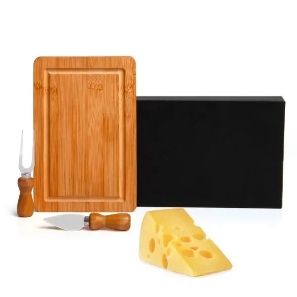 Conjunto Para Queijo Em Bambu/Inox - 3 Pçs (SM-PD-47023) personalizado | D.JOB