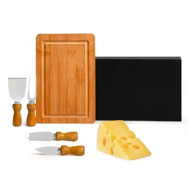 Conjunto Para Queijo Em Bambu/Inox - 5 Pçs (SM-PD-47043) personalizado | D.JOB