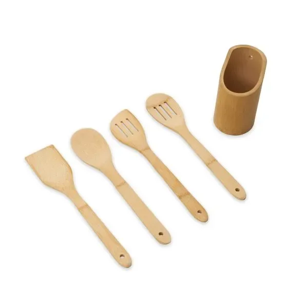 Conjunto De Utensílios Em Bambu  - 5 Pçs (SM-PU-00253) personalizado | D.JOB