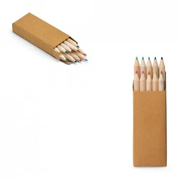 Caixa de papel kraft reciclado com 10 mini lápis de cor (SP-51931) personalizado | D.JOB