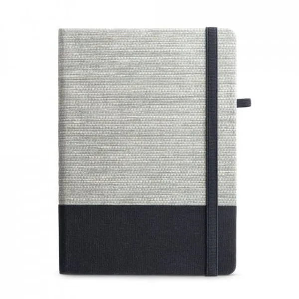 Caderno A5 de capa dura em palha e algodão canvas, com páginas pautadas (SP-53268) — foto 4 | D.JOB