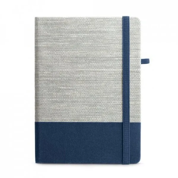 Caderno A5 de capa dura em palha e algodão canvas, com páginas pautadas (SP-53268) — foto 7 | D.JOB