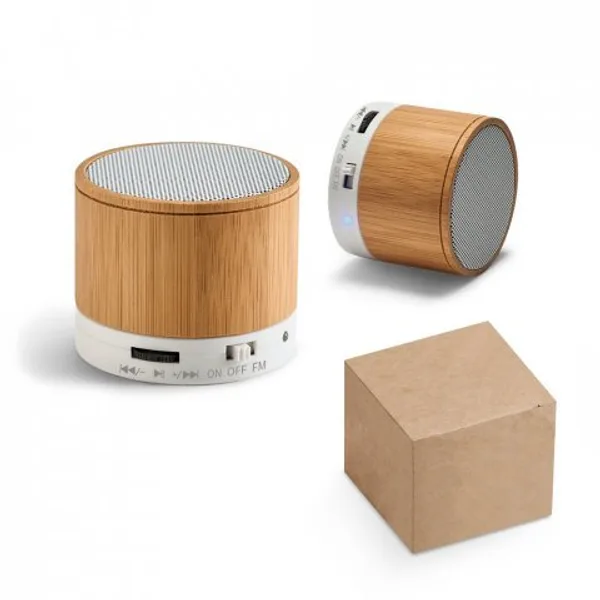 Caixa de som em bambu com microfone (SP-57256) personalizado | D.JOB