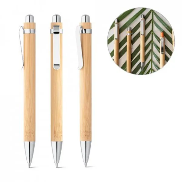 Caneta esferográfica em bambu com escrita em azul (SP-81163) personalizado | D.JOB