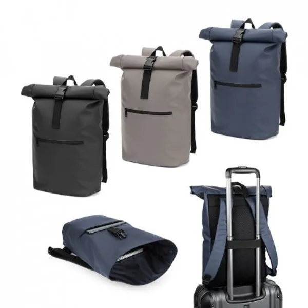Mochila "roll top" em PU com bolso para notebook (16") (SP-92534) personalizado | D.JOB