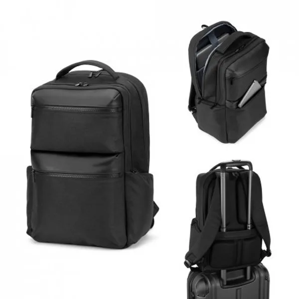 Mochila em twill reciclado resistente à água com dois bolsos frontais de grande dimensão (17.3") (SP-92541) personalizado | D.JOB