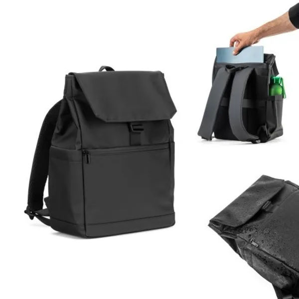 Mochila para notebook (16") em PU, com pala que cobre todos os compartimentos (SP-92578) personalizado | D.JOB