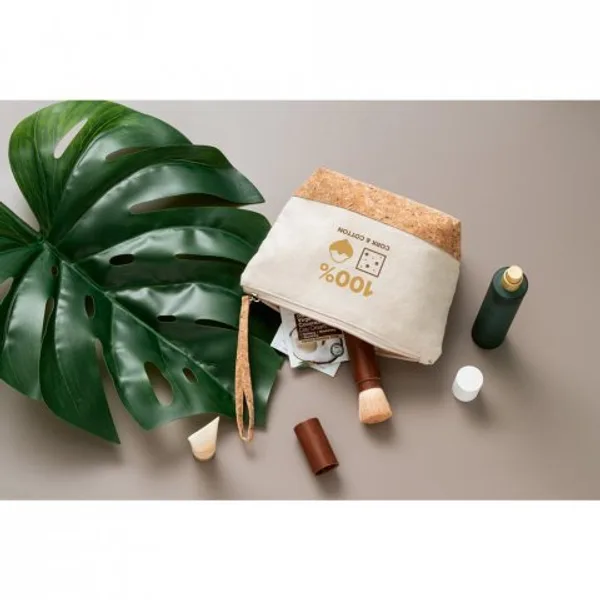 Bolsa de cosméticos 100% de algodão (280 g/m²) com detalhes em cortiça (SP-92735) — foto 3 | D.JOB