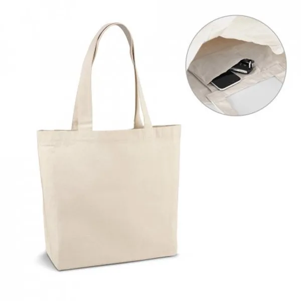 Sacola 100% algodão canvas (280 g/m²) com bolso interior (SP-92820) personalizado | D.JOB
