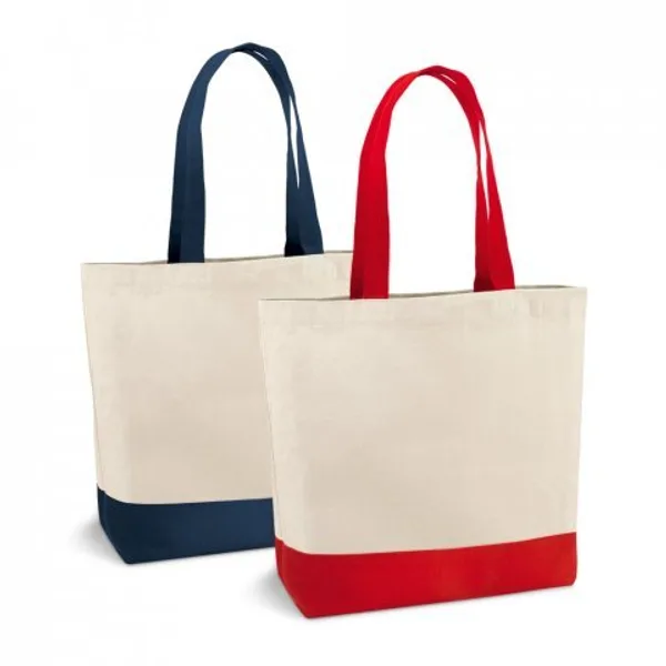 Sacola 100% algodão canvas (280 g/m²) com bolso interior e alças e fundo coloridos (SP-92822) personalizado | D.JOB