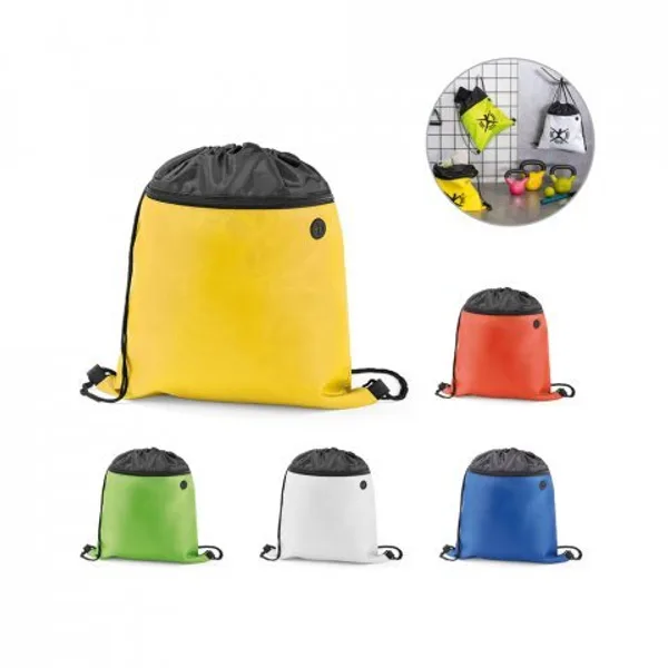 Sacola tipo mochila em 210D com bolso frontal com zíper e saída para fones (SP-92912) personalizado | D.JOB