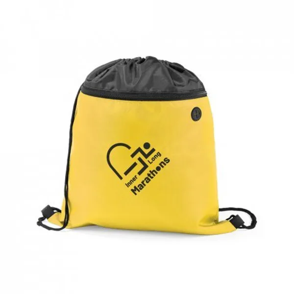 Sacola tipo mochila em 210D com bolso frontal com zíper e saída para fones (SP-92912) — foto 3 | D.JOB